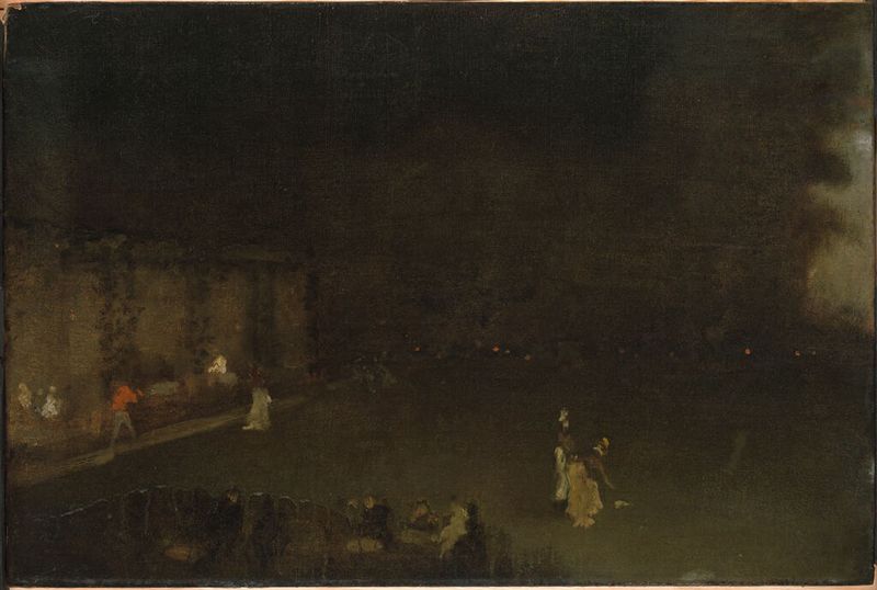 Nocturne in Black and Gold: The Gardens de James Abbott McNeill Whistler, óleo sobre lienzo