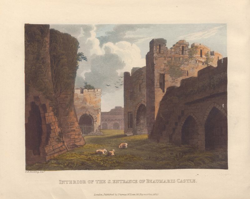 Interior of the south entrance of Beaumaris Castle, oil painting by Theodore Henry Adolphus Fielding