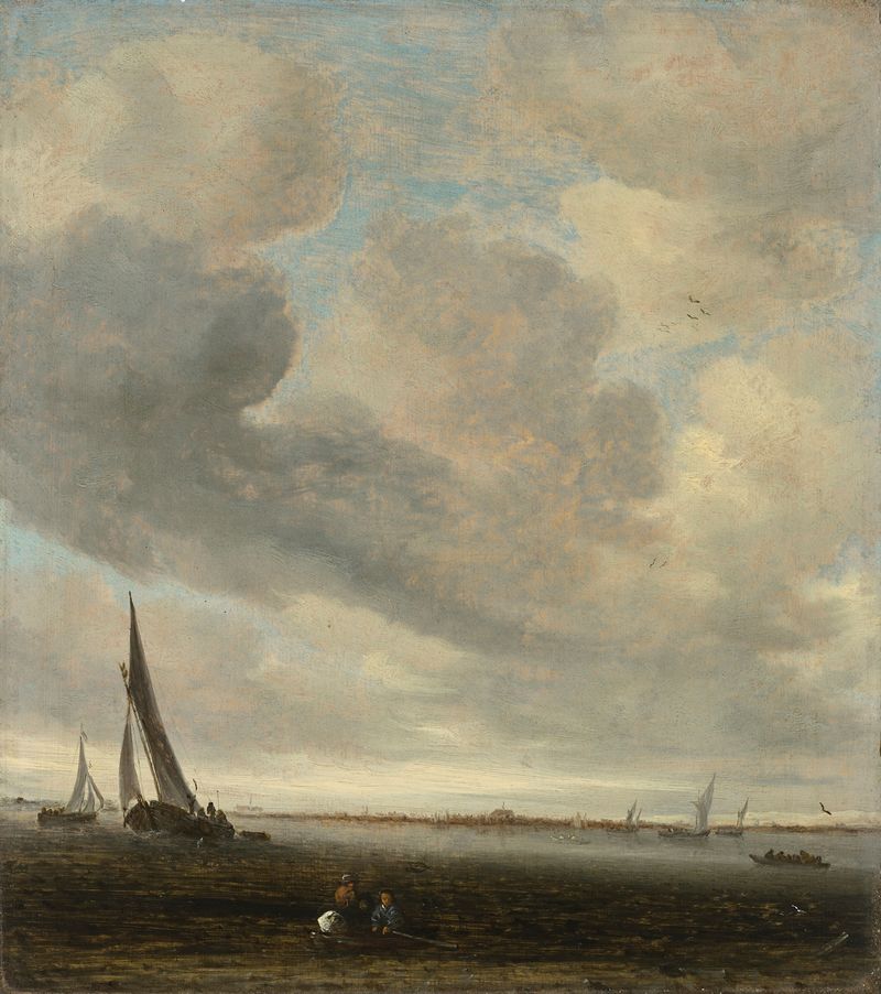 Estuary scene with distant view of Haarlem, oil on canvas by Salomon van Ruysdael