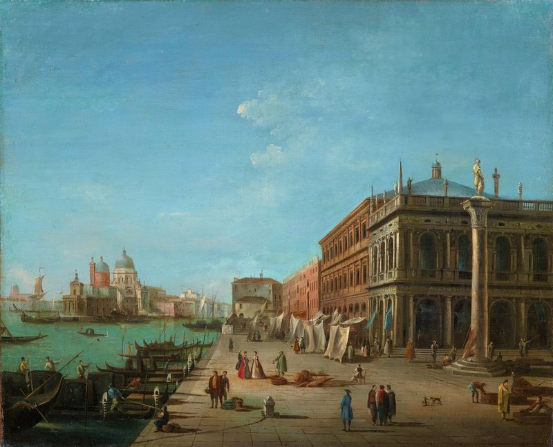 Rococo architecture of The Molo by Giuseppe Bernardino Bison, featuring buildings and water.