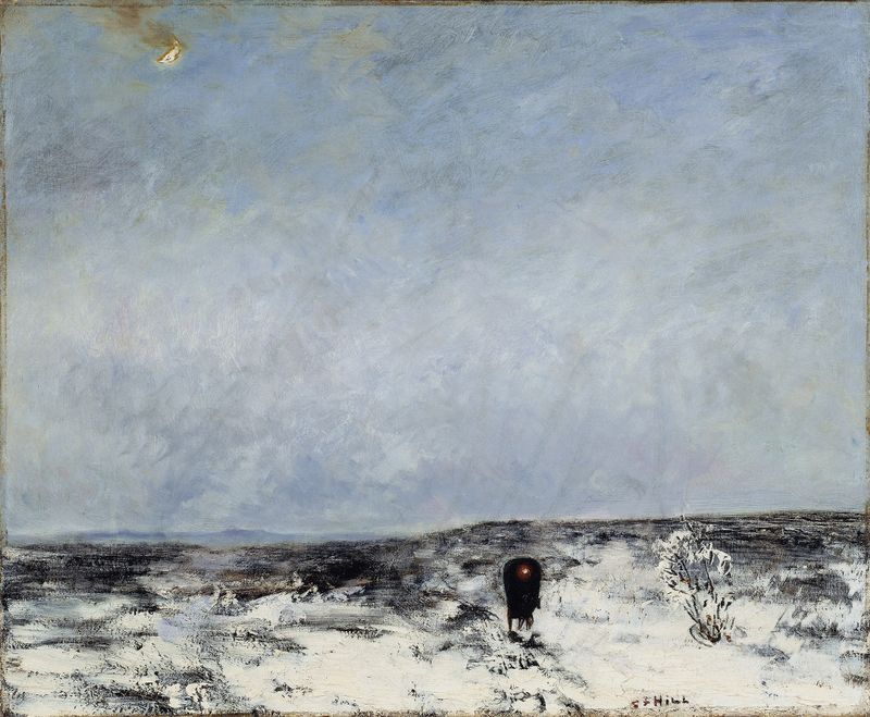 Moorland with Carriage de Carl Fredrik Hill, óleo sobre tela retratando colinas e uma carruagem.