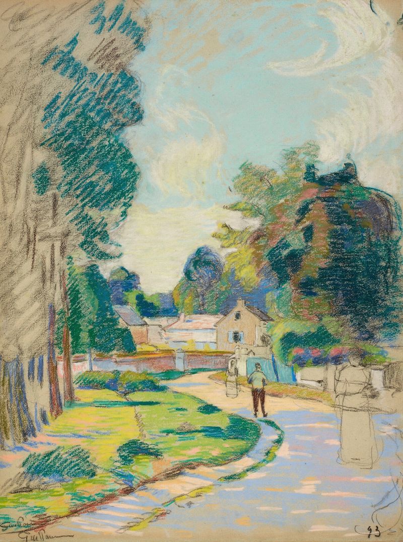 Paisaje de una calle tranquila en Ile-de-France de Armand Guillaumin, óleo sobre lienzo