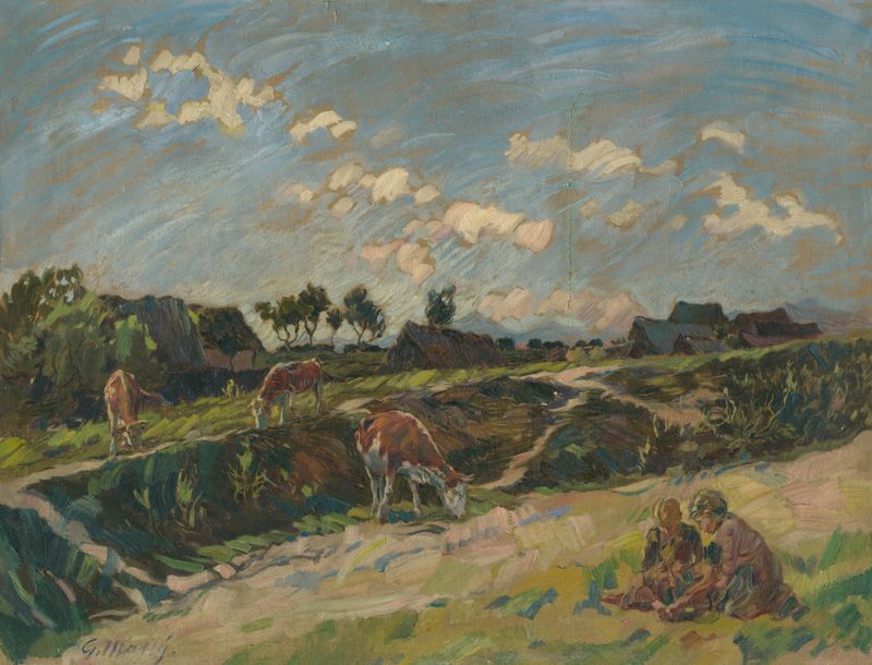 Composición abstracta con colores apagados de Gustáv Mallý, 1924