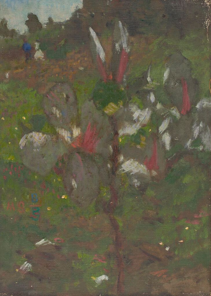 Paisagem com Flores e Figuras, óleo sobre tela de Denman Waldo Ross