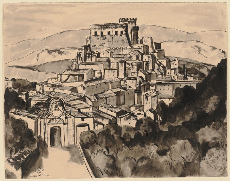 Pintura al óleo de paisaje de Hermann Lismann que muestra luz y naturaleza.