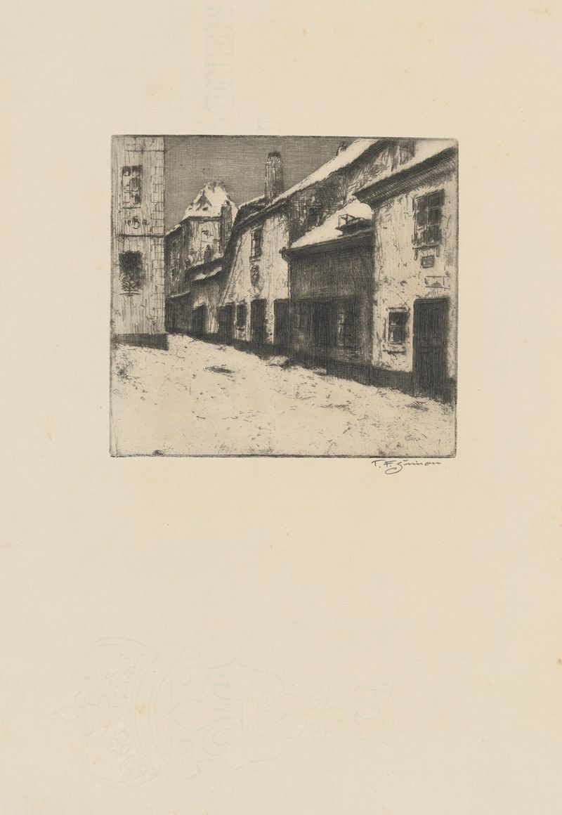 Zlatá Street detrás del Castillo Real, óleo sobre lienzo de Tavík František Šimon