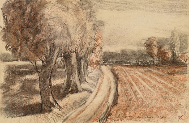 Paisaje con sauces, óleo sobre lienzo de Donald Shaw MacLaughlan