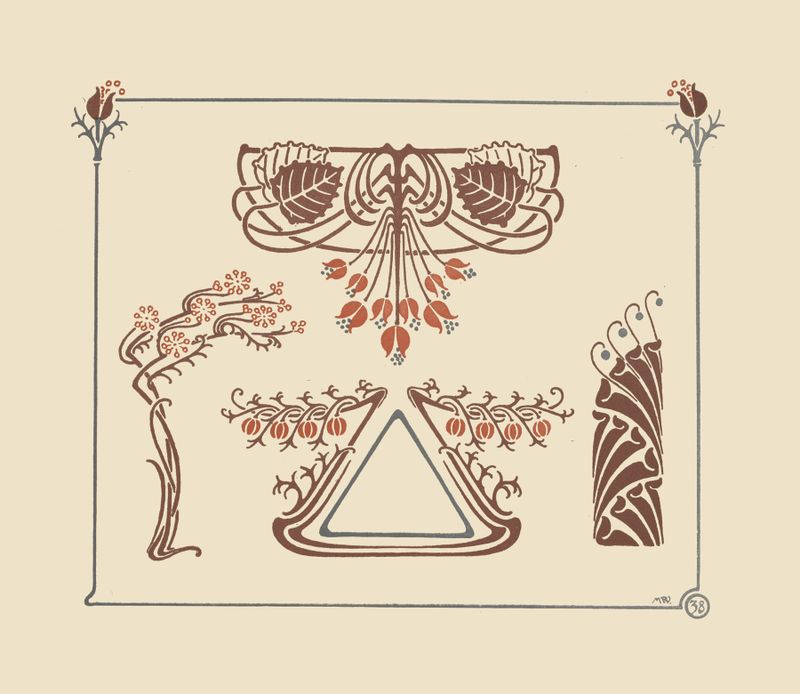 Design abstrato baseado em flores de Maurice Pillard Verneuil, meio desconhecido