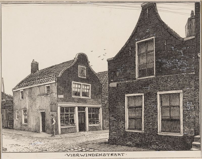 Arquitectura de las estrechas calles de Ámsterdam por Willem Wenckebach, óleo