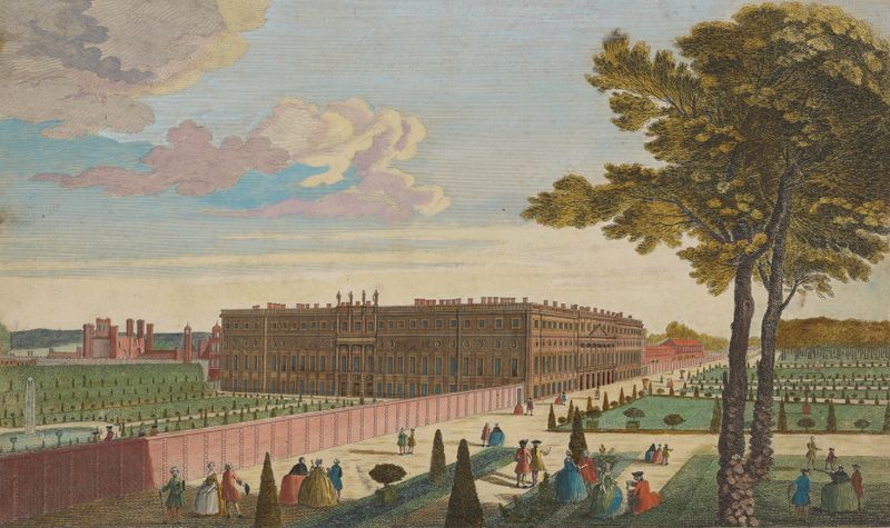 A View of the Royal Palace of Hampton Court, estilo Rococó, Unknown Artist