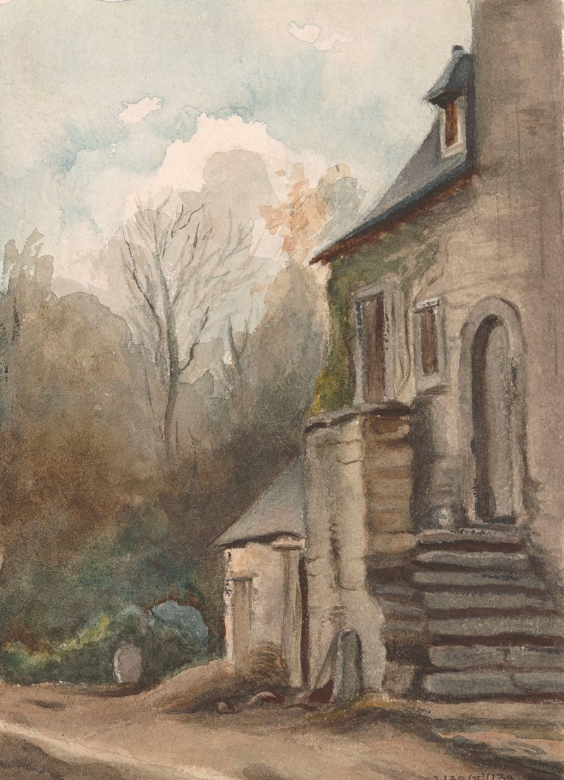 Landscape with a House 3 by Nicaise De Keyser, oil painting of a house in nature under a vast sky.