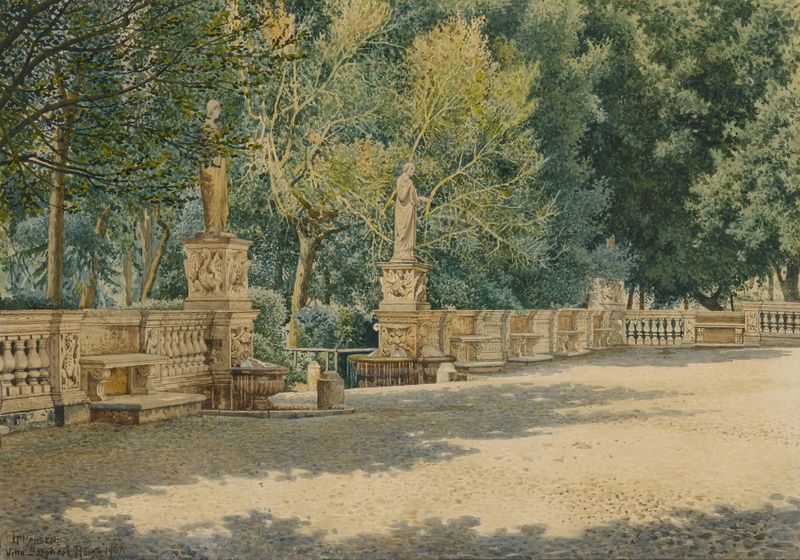 Terrace in the Gardens of the Villa Borghese, Rome by Josef Theodor Hansen, impressionism