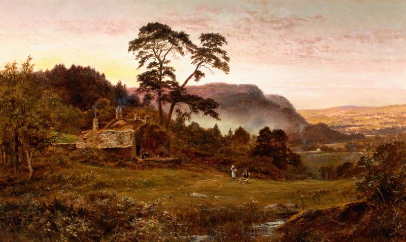Pintura al óleo de paisaje de Robert Gallon que representa un valle exuberante.