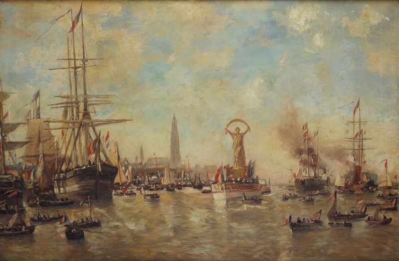 Historical scene depicting celebration, oil painting by Paul Jean Clays