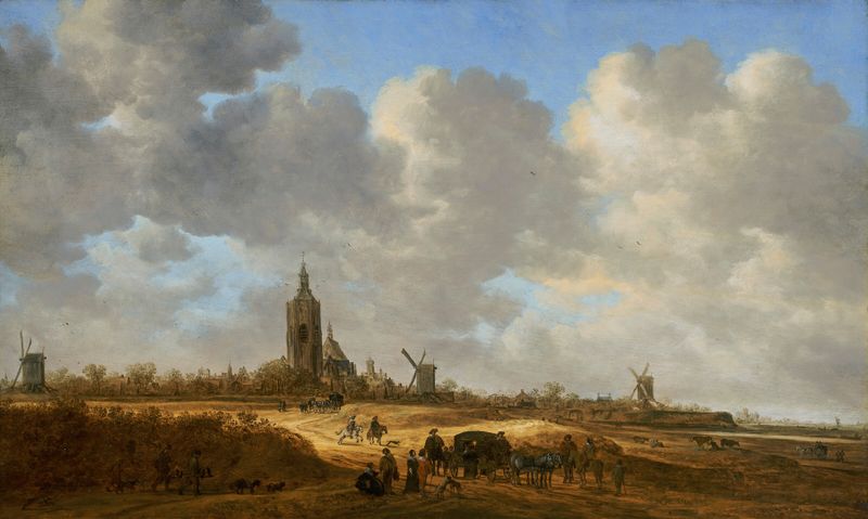 Pintura a óleo de Jan van Goyen mostrando A Haia com a Grote Kerk ao fundo.