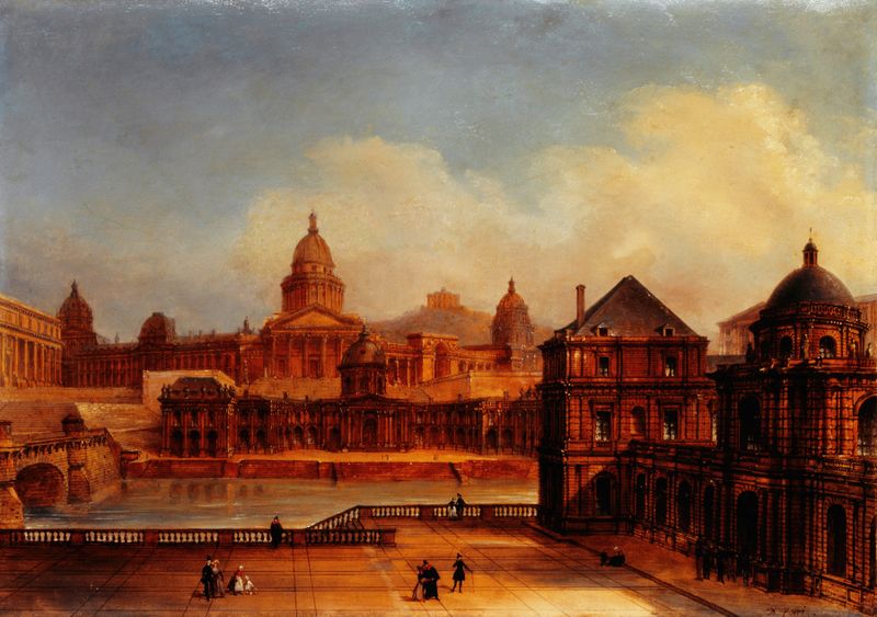 Vue composite des monuments parisiens de Domenico Ferri, obra paisajística