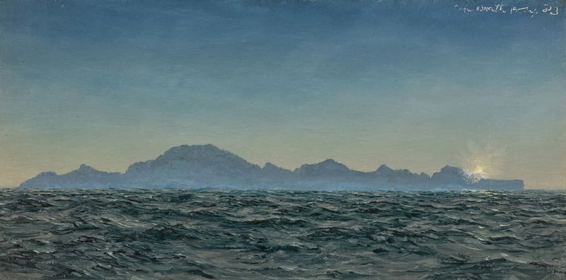 Cape Wrath de John Brett, óleo sobre tela, retratando ondas quebrando e penhascos acidentados