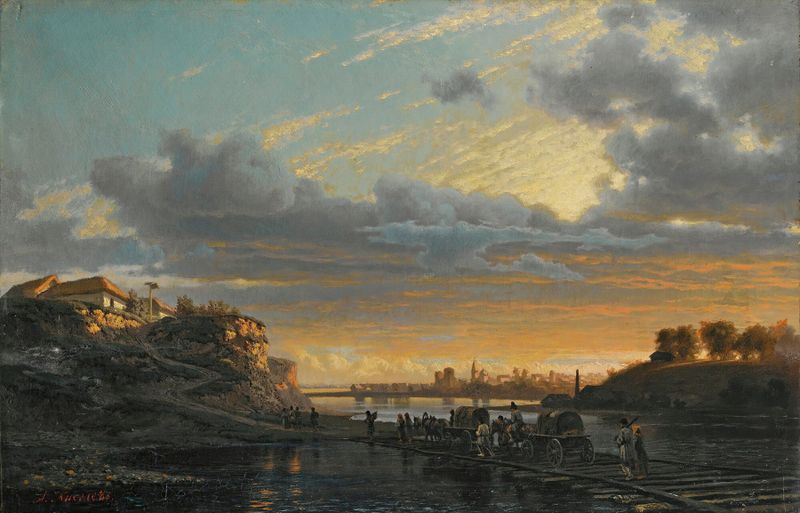 Southern Ukrainian Landscape de Alexander Alexandrovich Kiselev, óleo sobre lienzo que muestra una escena rural.