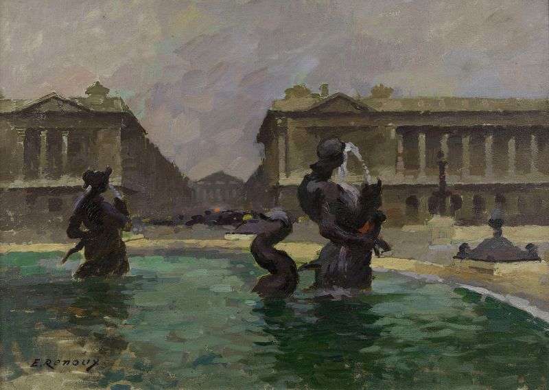 La Place de la Concorde et la rue Royale, oil on canvas by Ernest Jules Renoux