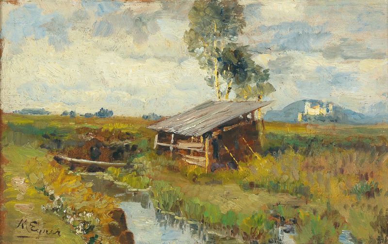 Paisaje de pantanos y una fortaleza de Marie Egner, Impresionismo