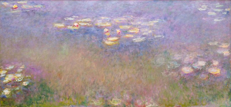 Water Lilies by Claude Monet, oil painting depicting serene water lilies on a pond