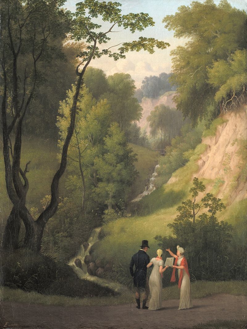 El Cleft del Diablo en Liselund Manor, óleo sobre lienzo de Christoffer Wilhelm Eckersberg
