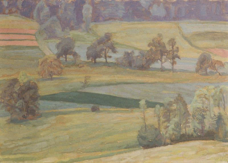 Escena de lago con reflejos en el agua, Post-Impresionismo de Walther Gamerith