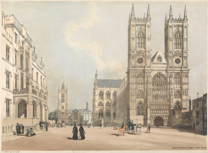 Arquitetura gótica da Westminster Abbey por Thomas Shotter Boys, meio desconhecido