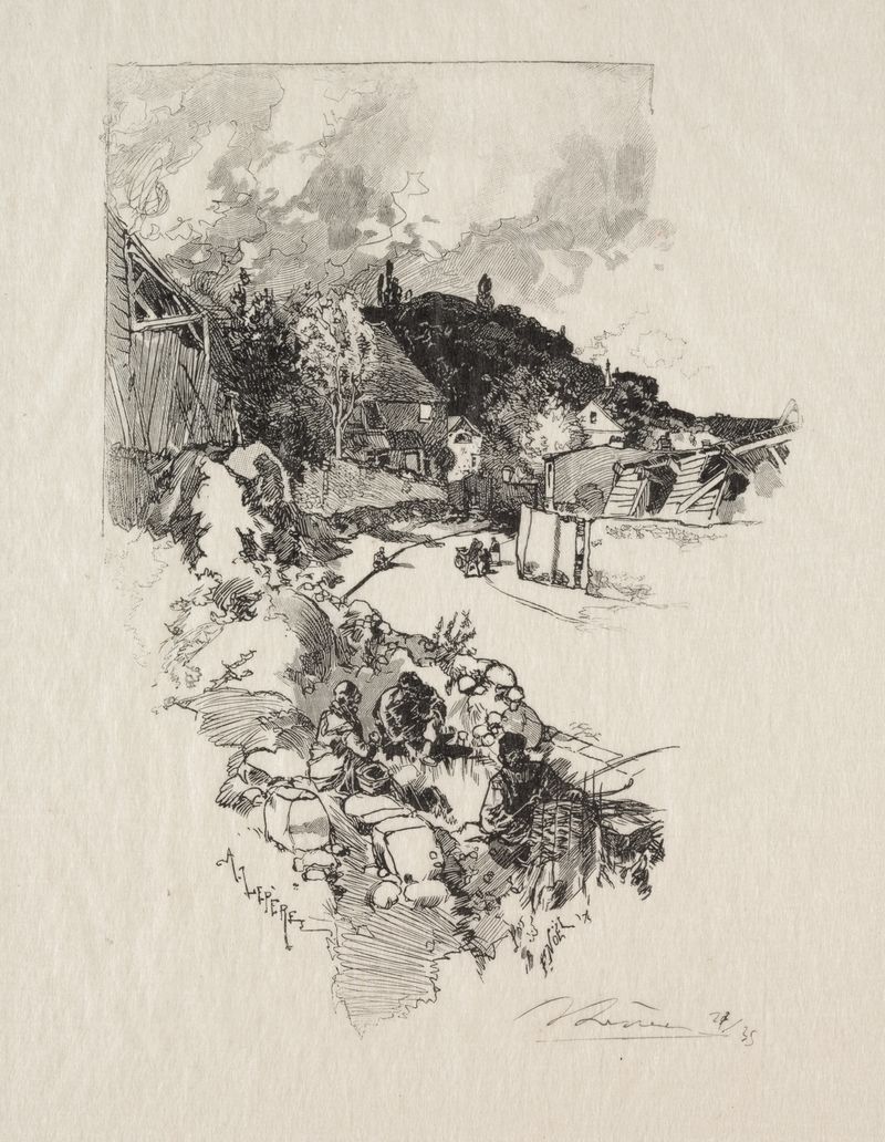 Paisaje con un camino serpenteante y árboles, pintura al óleo de Auguste Louis Lepère