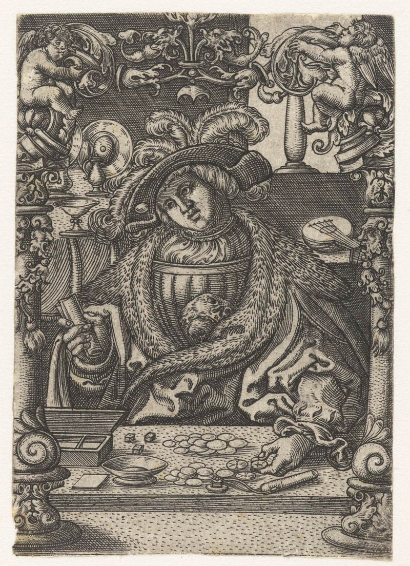 Grabado de Monogrammist AC que representa a un joven con luz y sombra.