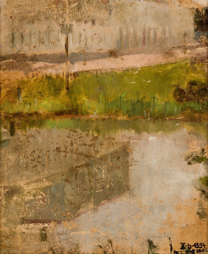 Landscape Motif by Olga Boznanska, impressionism, depicting a serene landscape with earthy tones.