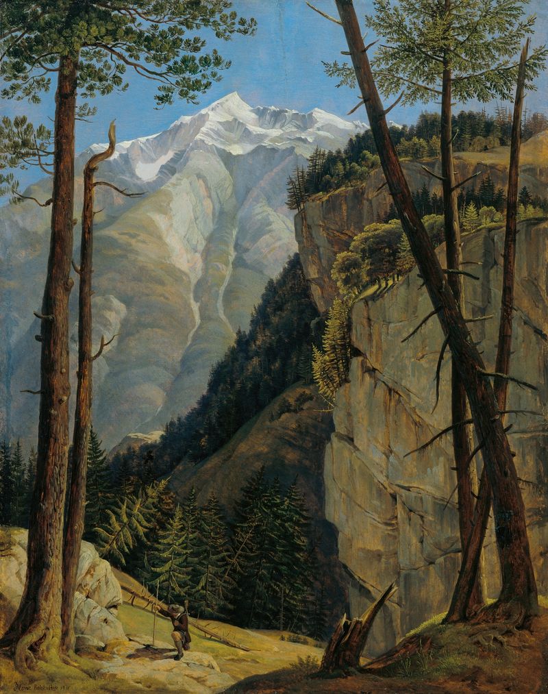 Landscape of Watzmann mountain by Heinrich Reinhold, oil painting