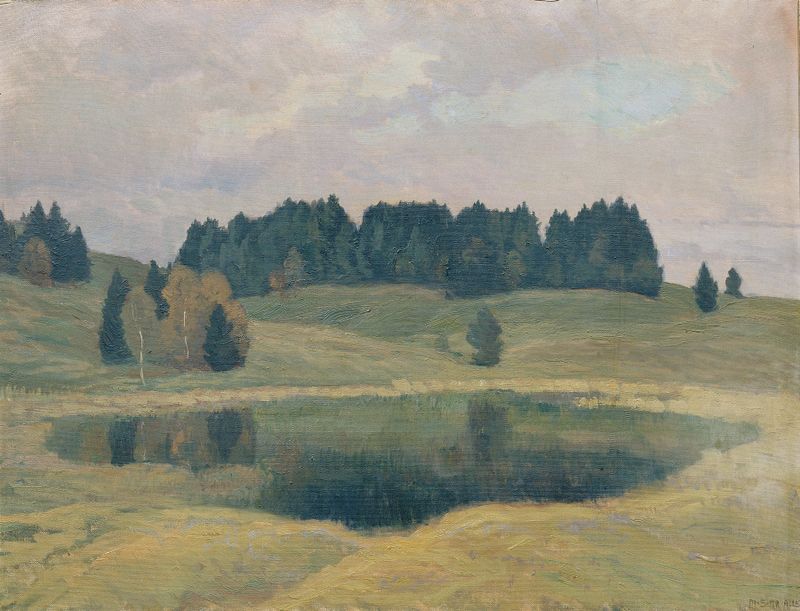 Serene landscape of Abend am Mittenwaldsee by Mathilde Sitta-Allé, oil painting