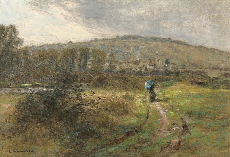 Landscape with stormy clouds, oil painting by Léon Augustin Lhermitte