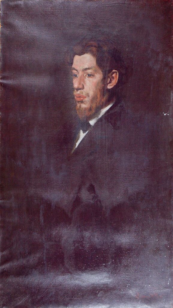 Retrato de un hombre barbudo en un traje, óleo sobre lienzo de Denman Waldo Ross