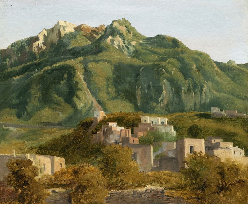 Village on the Island of Ischia, oil on canvas by Sébastien Norblin de la Gourdaine