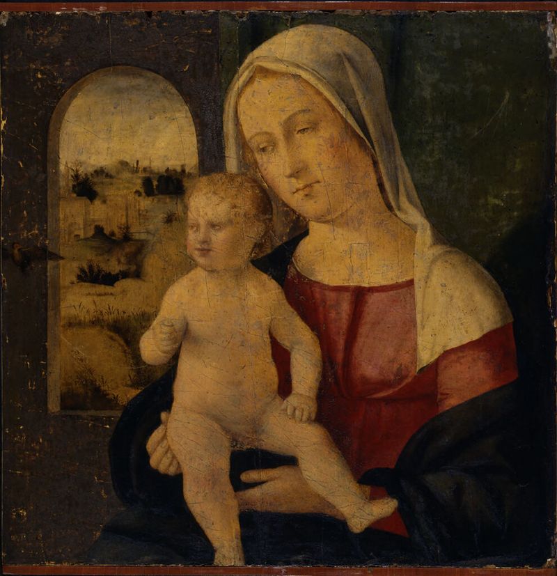 Virgen y Niño, temple sobre panel de Lattanzio da Rimini