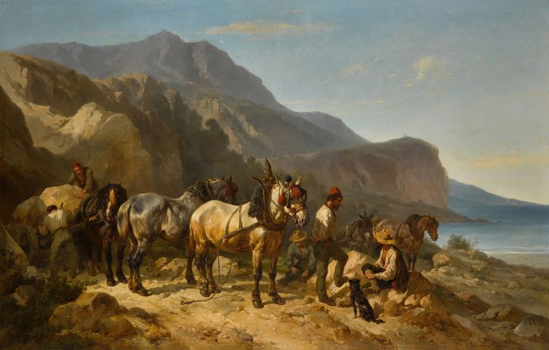 Rochers rouges, Menton de Wouterus Verschuur, pintura a óleo que representa falésias vermelhas e o mar