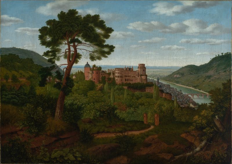Landscape view of Heidelberg with castle, oil painting by Christian Philipp Köster