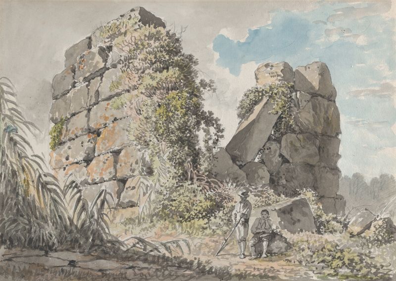 Ruins on the Right of the Via Appia, watercolor on paper by Carlo Labruzzi
