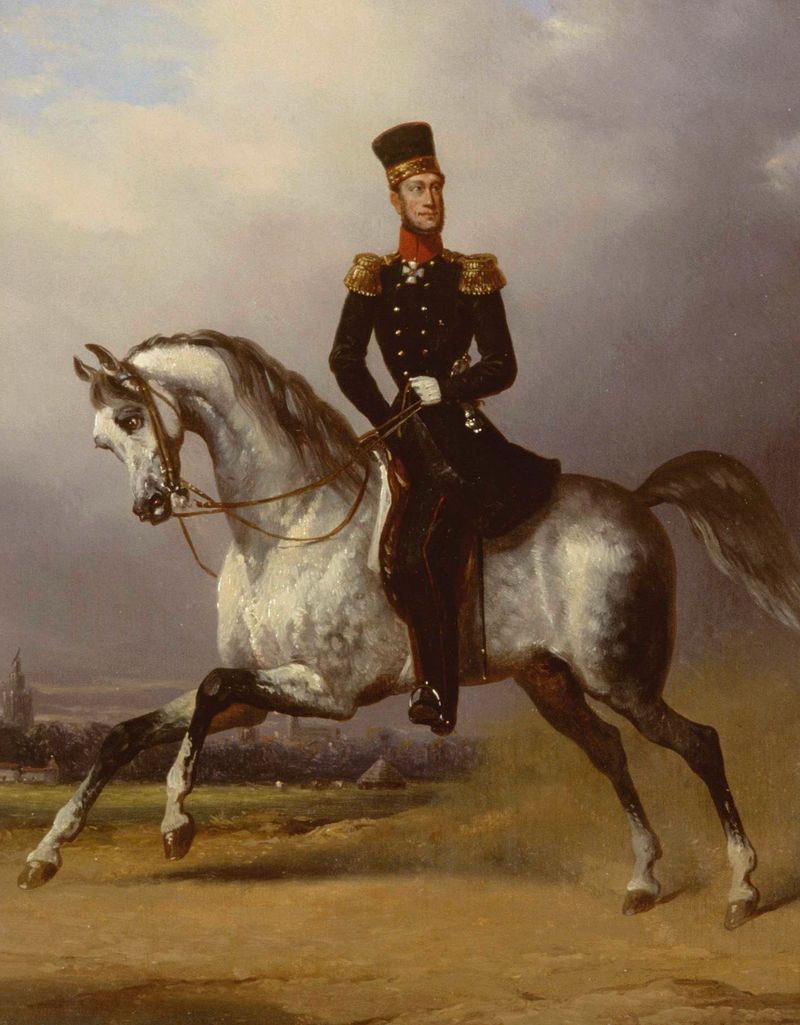 Equestrian portrait of William II, King of the Netherlands, oil on panel by Nicolaas Pieneman