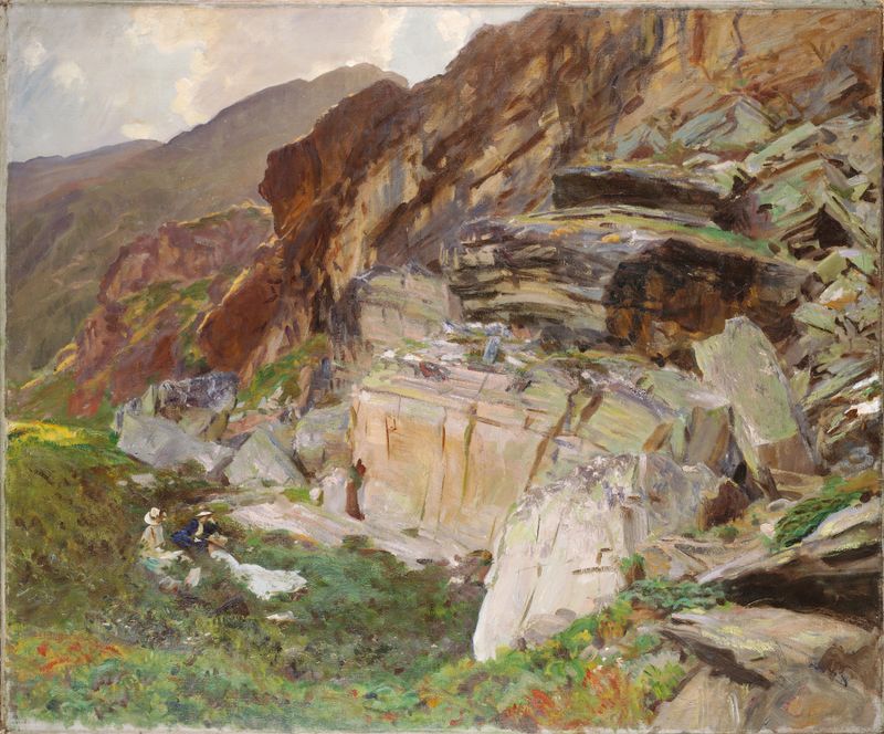 Landscape of a valley with mountains, oil painting by John Singer Sargent