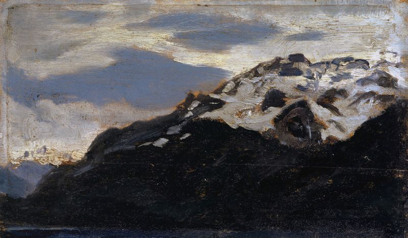 Landscape with a lake and a figure by Ernst Stückelberg, oil painting