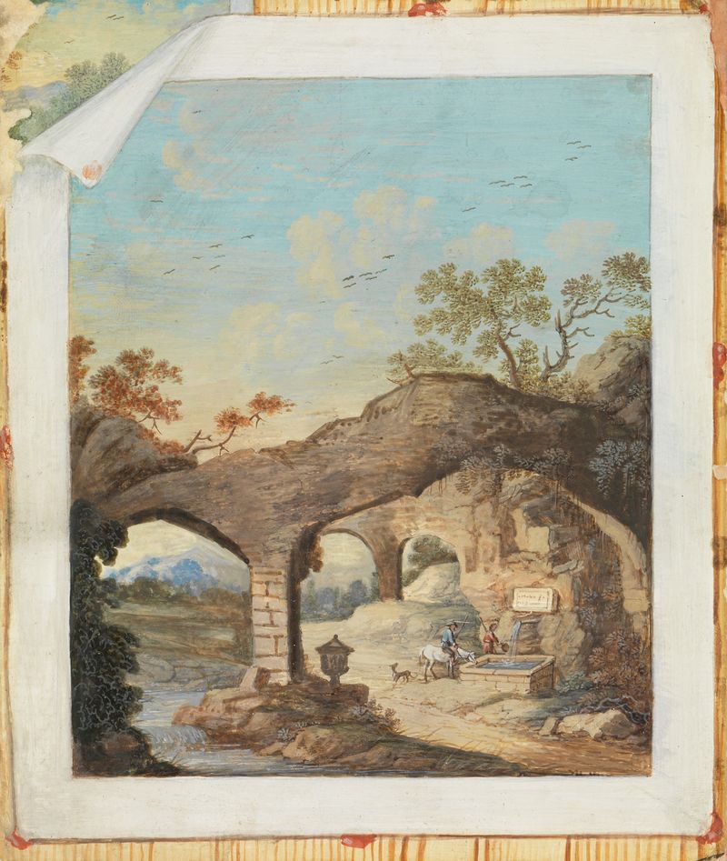 Trompe l'oeil de Louis-Nicolas van Blarenberghe, pintura al óleo que muestra un marco de ventana detallado.