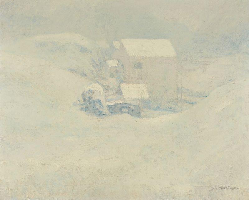 Paisagem de neve por John Henry Twachtman, Impressionismo, pintura a óleo