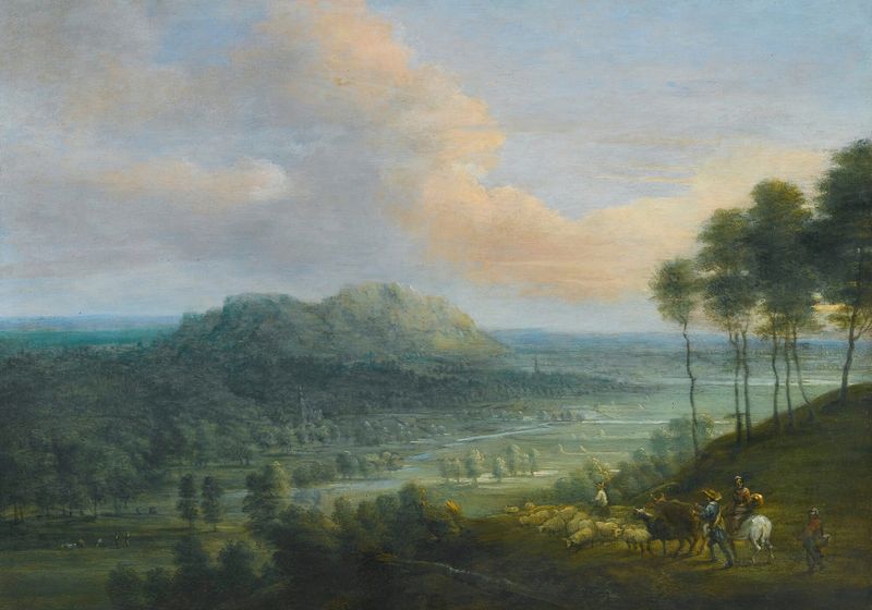 Paisagem representando a primavera com vegetação e luz filtrada de Lucas van Uden