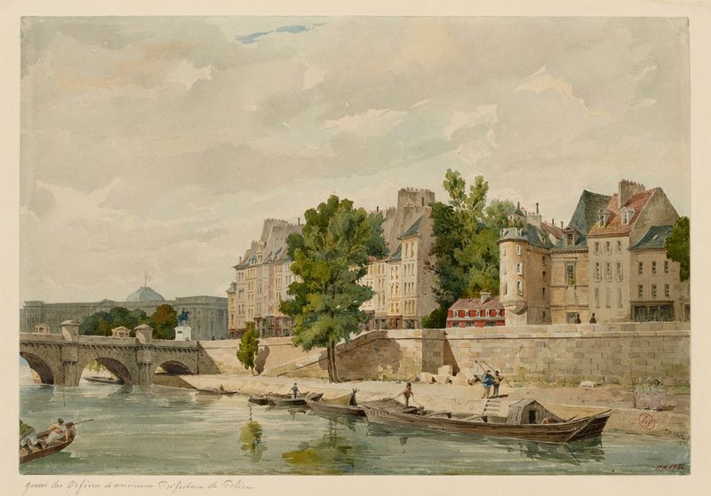 Architecture of Ancienne Préfecture de Police, oil painting by Louis-Martial-Théodat Masson