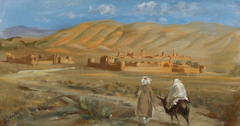 Oil painting of dunes and sky by Alexandre Jacovleff