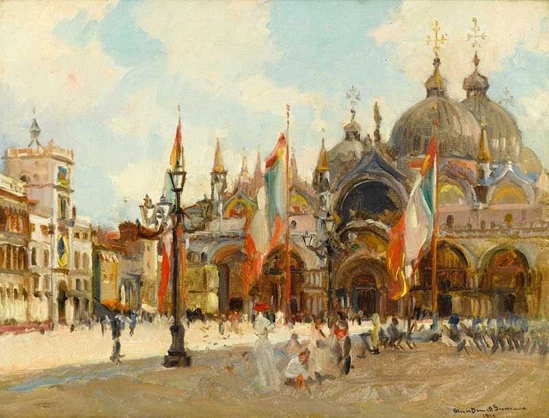 A view of Piazza San Marco, Venice, oil on canvas by Oliver Dennett Grover