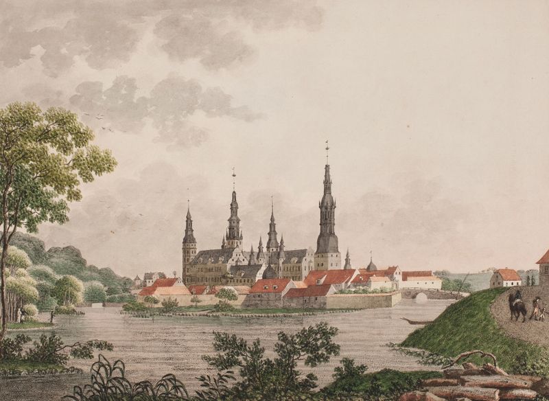Prospekt af det kongelige slot Frederiksborg på Sjælland, oil on canvas by Søren L. Lange